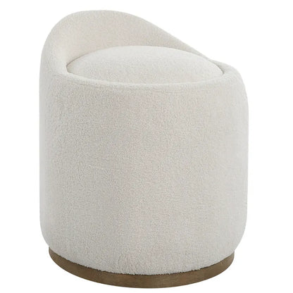 Pouf ottoman pivotant rembourré et moelleux - 24 - Blanc et marron