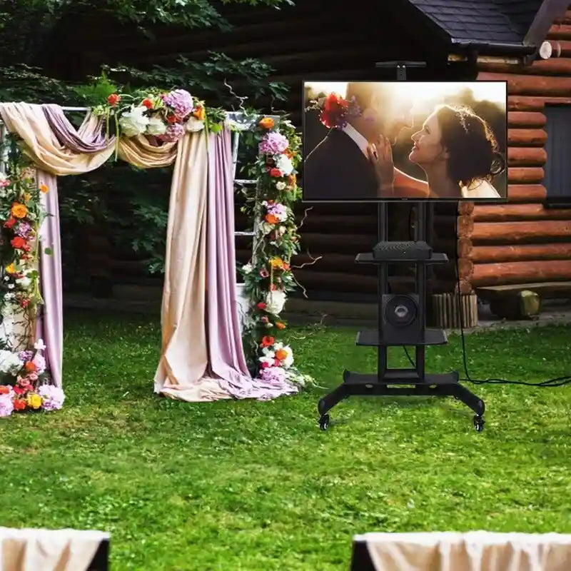 Support TV mobile à roulettes