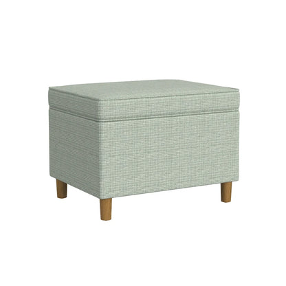 Fero Storage Ottoman, 24 Inch Rectangular Hinged Lid, Sage Green Woven