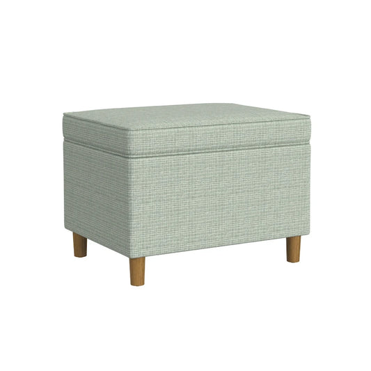 Fero Storage Ottoman, 24 Inch Rectangular Hinged Lid, Sage Green Woven