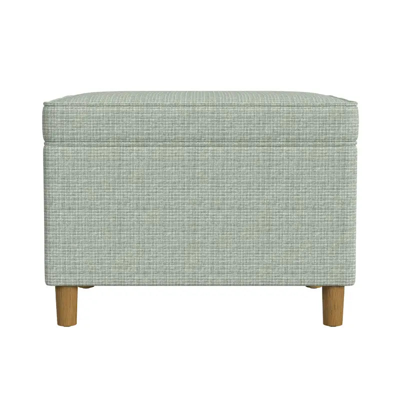 Pouf de rangement Fero, couvercle rectangulaire à charnières de 61 cm (24 pouces), vert sauge tissé