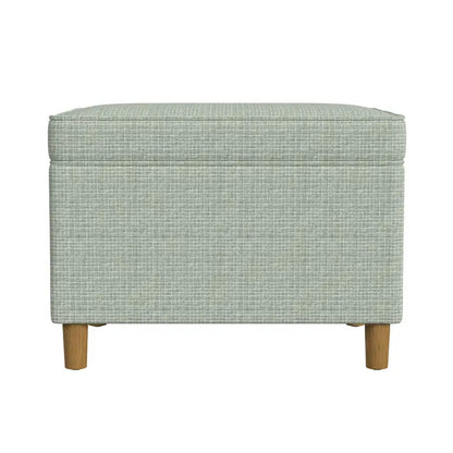 Pouf de rangement Fero, couvercle rectangulaire à charnières de 61 cm (24 pouces), vert sauge tissé