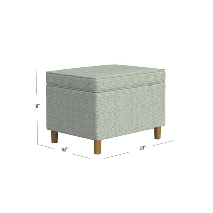 Pouf de rangement Fero, couvercle rectangulaire à charnières de 61 cm (24 pouces), vert sauge tissé