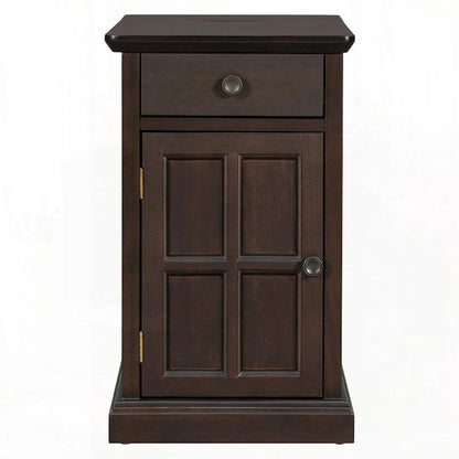 Table d'appoint avec ports USB et un tiroir multifonctionnel avec porte-gobelets