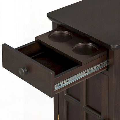 Table d'appoint avec ports USB et un tiroir multifonctionnel avec porte-gobelets