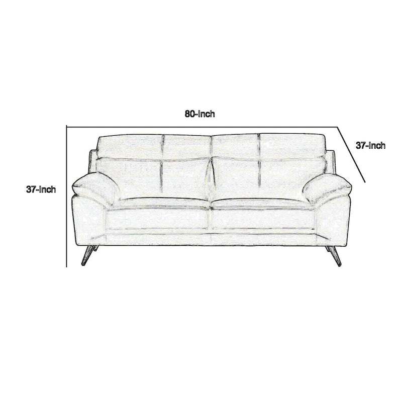 Canapé Justin, cuir pleine fleur noir, coussins en mousse, pieds en acier, 203 cm (80 pouces)