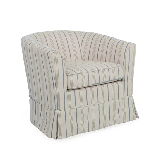 Accent Swivel Chair, Modern Round Barrel Back, Soft White Gray Fabric