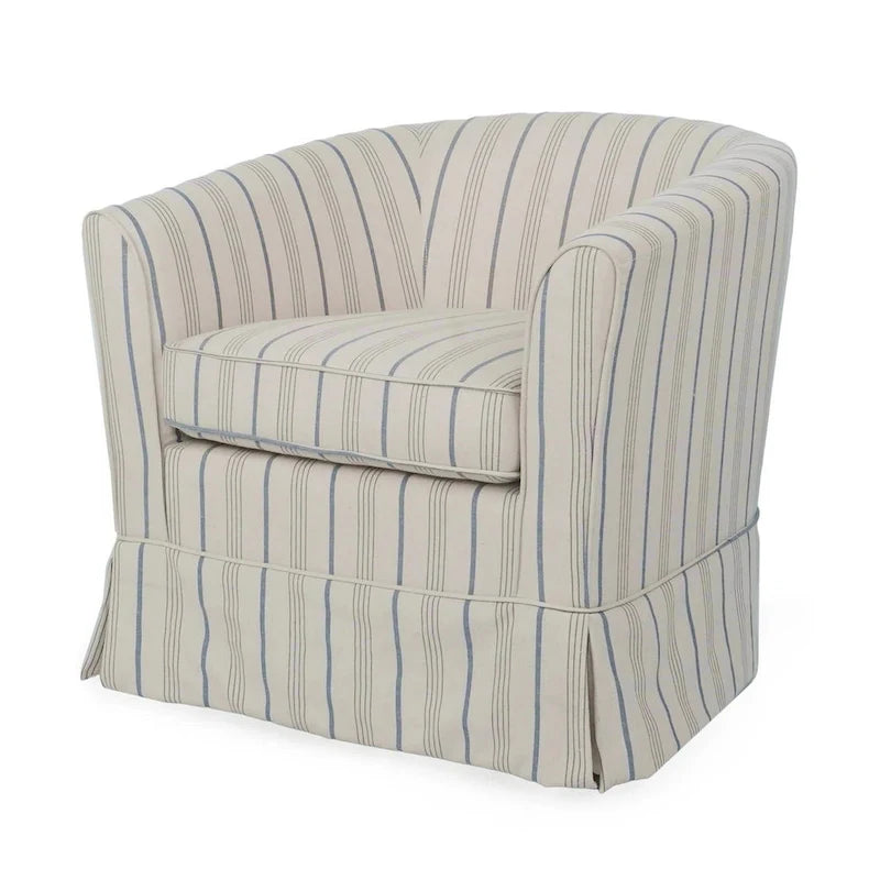 Fauteuil pivotant d'appoint, dossier arrondi moderne, tissu blanc gris doux