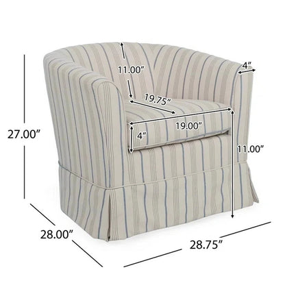 Fauteuil pivotant d'appoint, dossier arrondi moderne, tissu blanc gris doux