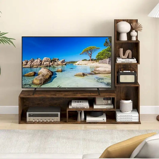 Cube TV Stand for TVs up to 50 Console Table W/ L-shaped Shelves - 58 inches