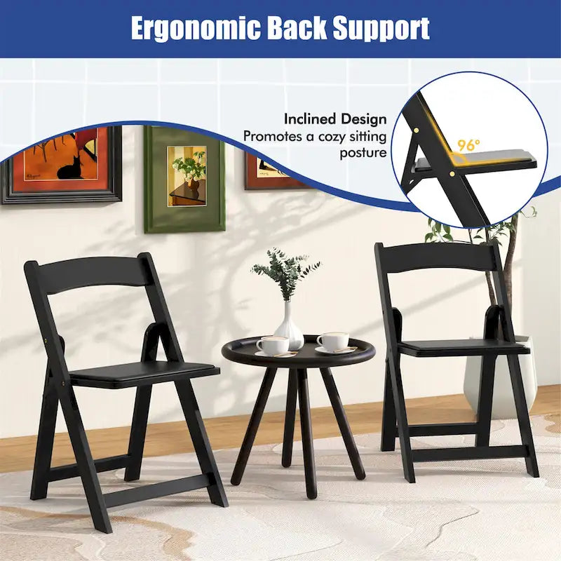 Ensemble de 4 chaises de salle à manger Gymax avec pieds en bois d'hévéa et assise rembourrée pour