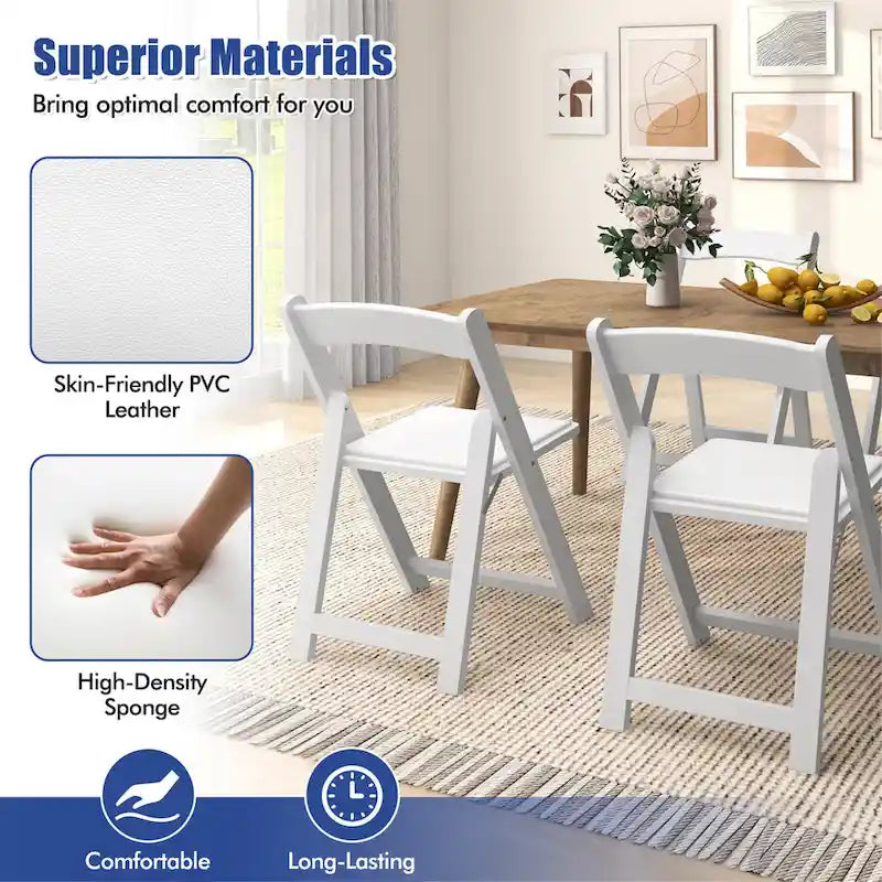 Ensemble de 4 chaises de salle à manger Gymax avec pieds en bois d'hévéa et assise rembourrée pour