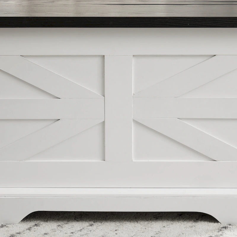 Table basse carrée de style campagnard en bois avec grand compartiment de rangement dissimulé et plateau relevable à charnières, idéale pour le salon.