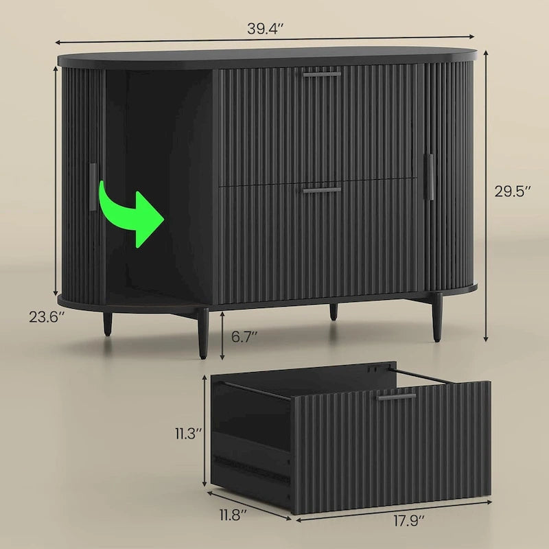 Classeur à 2 tiroirs, meuble de rangement à 2 portes pour bureau à domicile