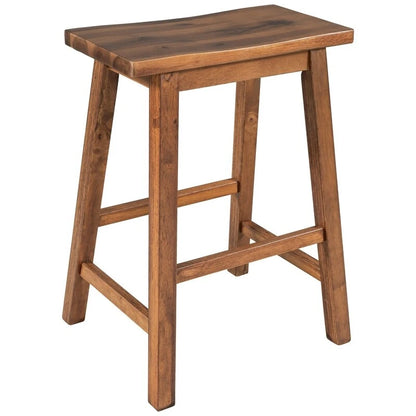 Ensemble îlot de cuisine rustique en bois massif 3 pièces : table fixe de 45 pouces avec deux tabourets et deux étagères ouvertes.