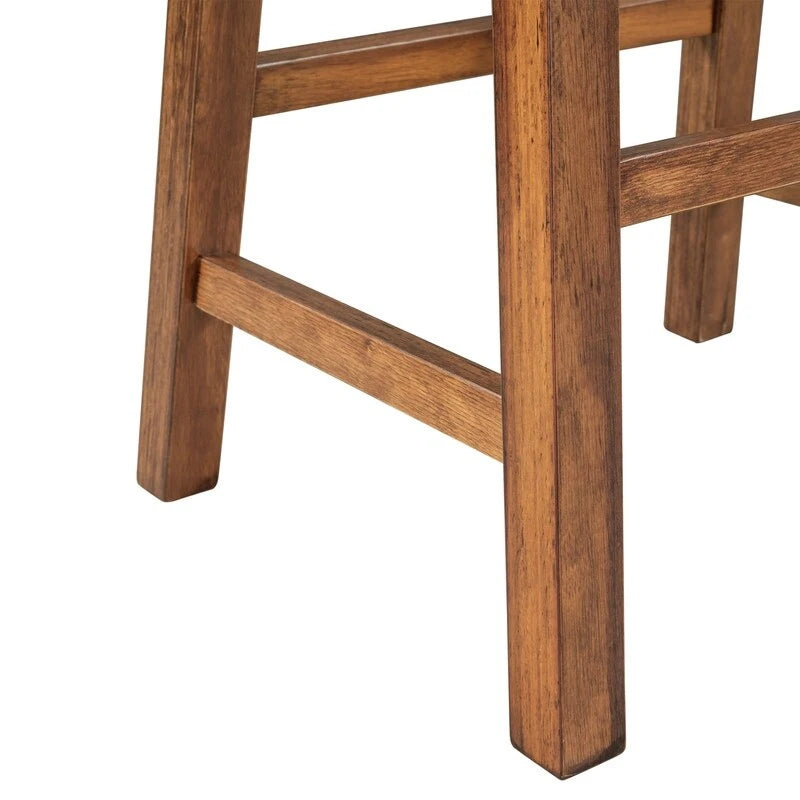 Ensemble îlot de cuisine rustique en bois massif 3 pièces : table fixe de 45 pouces avec deux tabourets et deux étagères ouvertes.