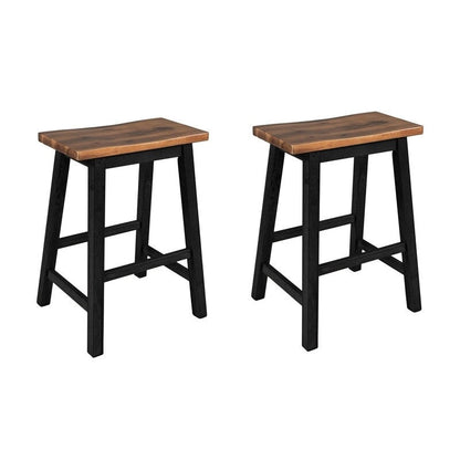 Ensemble îlot de cuisine rustique en bois massif 3 pièces : table fixe de 45 pouces avec deux tabourets et deux étagères ouvertes.