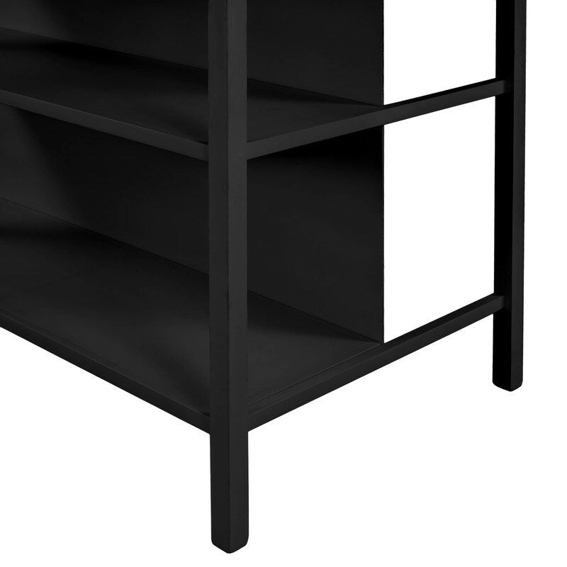 Ensemble îlot de cuisine rustique en bois massif 3 pièces : table fixe de 45 pouces avec deux tabourets et deux étagères ouvertes.