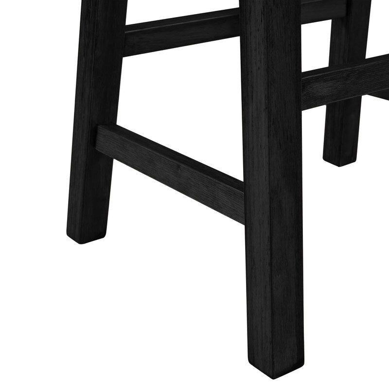 Ensemble îlot de cuisine rustique en bois massif 3 pièces : table fixe de 45 pouces avec deux tabourets et deux étagères ouvertes.