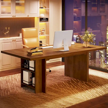 Bureau de direction de 160 cm, grand bureau d'ordinateur avec rangement