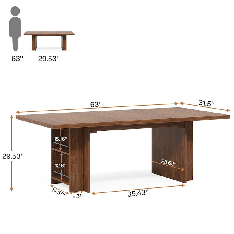 Bureau de direction de 160 cm, grand bureau d'ordinateur avec rangement