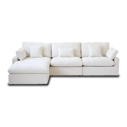 Canapé d'angle minimaliste en lin Cloud Couch, canapé en L à assise profonde avec coussins