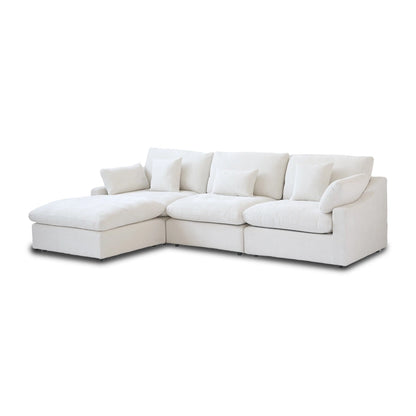 Canapé d'angle minimaliste en lin Cloud Couch, canapé en L à assise profonde avec coussins