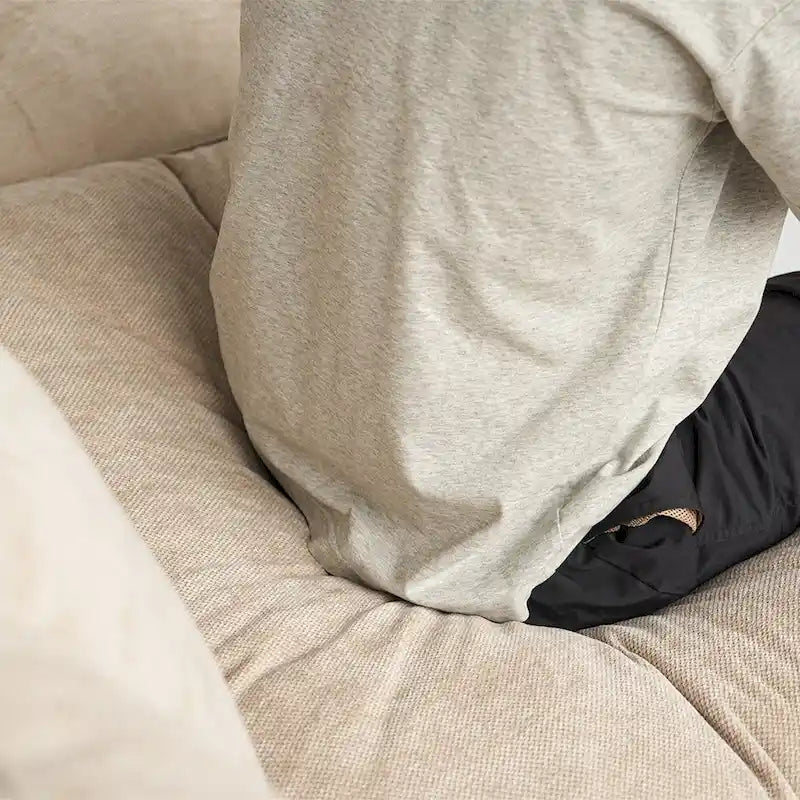 Canapé d'angle minimaliste en lin Cloud Couch, canapé en L à assise profonde avec coussins