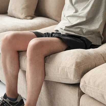 Canapé d'angle minimaliste en lin Cloud Couch, canapé en L à assise profonde avec coussins