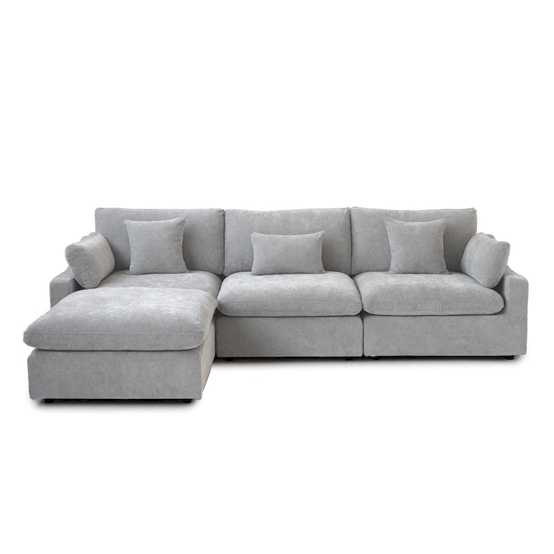 Canapé d'angle minimaliste en lin Cloud Couch, canapé en L à assise profonde avec coussins