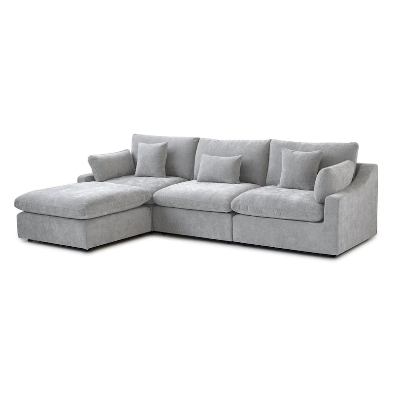 Canapé d'angle minimaliste en lin Cloud Couch, canapé en L à assise profonde avec coussins