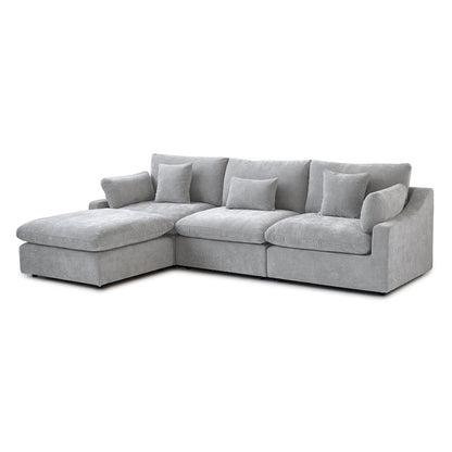 Canapé d'angle minimaliste en lin Cloud Couch, canapé en L à assise profonde avec coussins