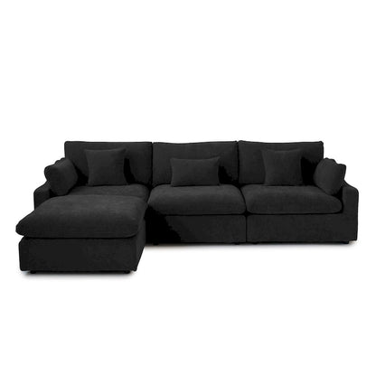 Canapé d'angle minimaliste en lin Cloud Couch, canapé en L à assise profonde avec coussins