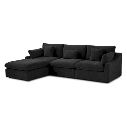 Canapé d'angle minimaliste en lin Cloud Couch, canapé en L à assise profonde avec coussins