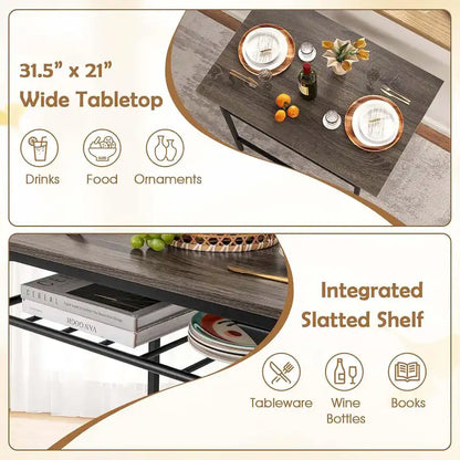 Ensemble de table et chaises de salle à manger 3 pièces, style industriel, avec casier à vin