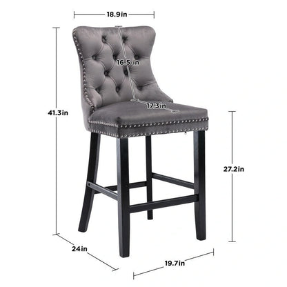 Ensemble de 6 tabourets de bar contemporains en velours.