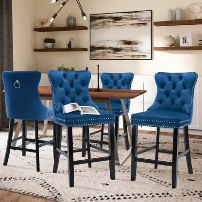 Ensemble de 6 tabourets de bar contemporains en velours.