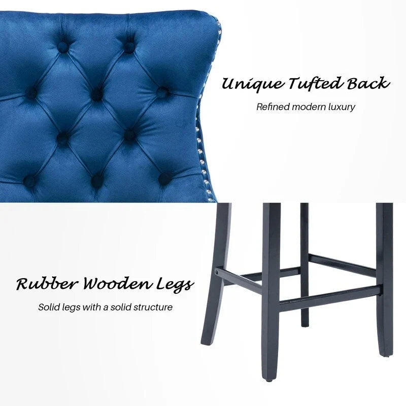 Ensemble de 6 tabourets de bar contemporains en velours.