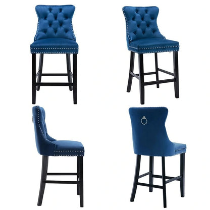 Ensemble de 6 tabourets de bar contemporains en velours.