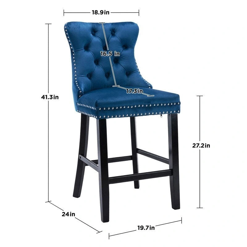 Ensemble de 6 tabourets de bar contemporains en velours.