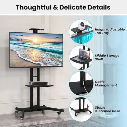 Support mobile Gymax pour téléviseurs à écran plat LCD/LED de 32 à 82 pouces (jusqu'à 132 pouces).