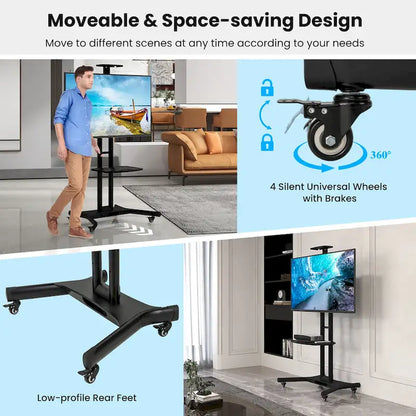 Support mobile Gymax pour téléviseurs à écran plat LCD/LED de 32 à 82 pouces (jusqu'à 132 pouces).