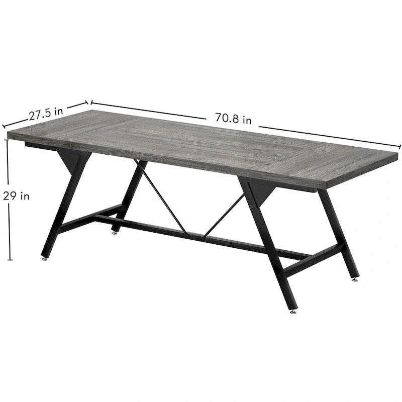 Table de salle à manger de style campagnard pour 8 personnes, table de cuisine rectangulaire en bois de 180 cm (70,8 pouces).