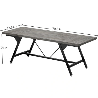 Table de salle à manger de style campagnard pour 8 personnes, table de cuisine rectangulaire en bois de 180 cm (70,8 pouces).