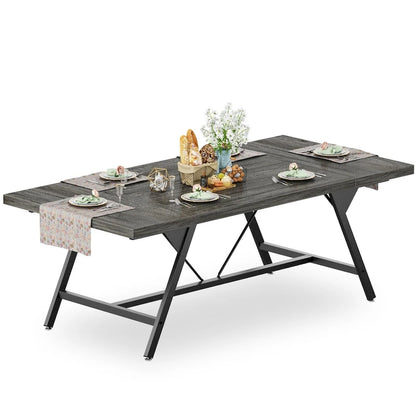 Table de salle à manger de style campagnard pour 8 personnes, table de cuisine rectangulaire en bois de 180 cm (70,8 pouces).