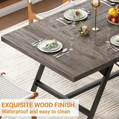 Table de salle à manger de style campagnard pour 8 personnes, table de cuisine rectangulaire en bois de 180 cm (70,8 pouces).