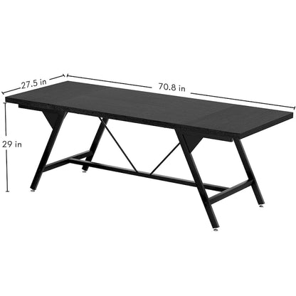 Table de salle à manger de style campagnard pour 8 personnes, table de cuisine rectangulaire en bois de 180 cm (70,8 pouces).
