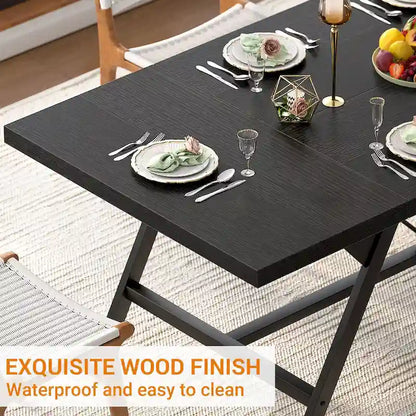 Table de salle à manger de style campagnard pour 8 personnes, table de cuisine rectangulaire en bois de 180 cm (70,8 pouces).