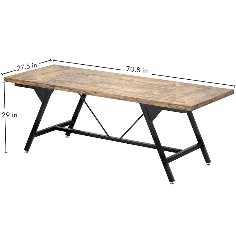 Table de salle à manger de style campagnard pour 8 personnes, table de cuisine rectangulaire en bois de 180 cm (70,8 pouces).