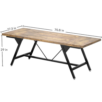 Table de salle à manger de style campagnard pour 8 personnes, table de cuisine rectangulaire en bois de 180 cm (70,8 pouces).
